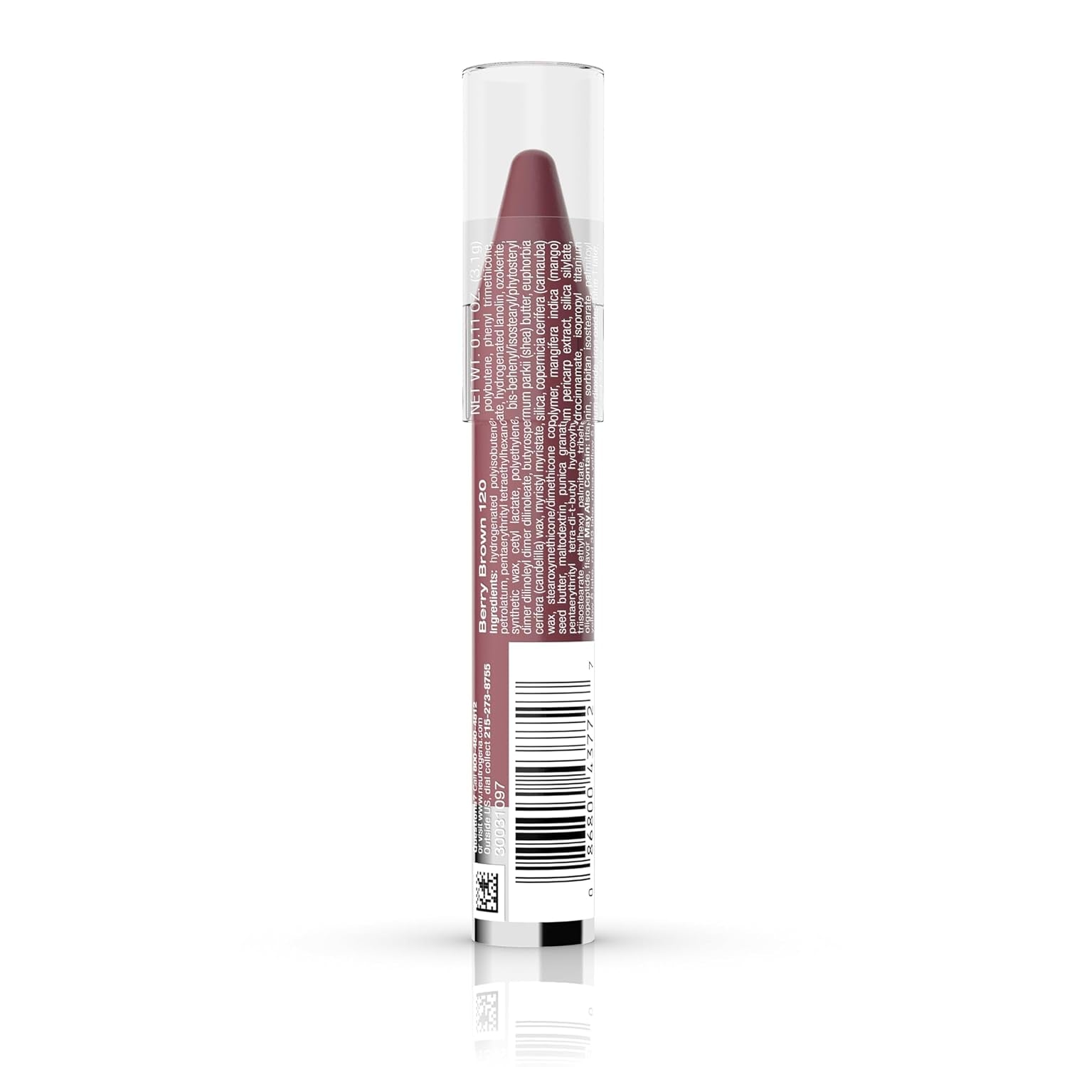 Neutrogena Moisture Smooth Color Stick for Lips - Hydrating Lipstick with Balm-Like Formula, Enriched with Shea Butter and Fruit Extracts, 120 Berry Brown, 0.11 Oz (Single Pack)